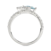 14K WHITE GOLD 1 3/4CT ROUND/PEAR/BLUE PEAR DIAMOND LADIES RING (CENTER STONE PEAR DIAMOND 1CT)